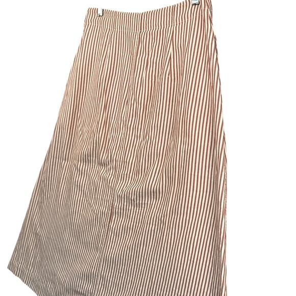 Madewell Clay Stripe Patio Button-Front Midi Skirt Women 10 - Picture 5 of 8